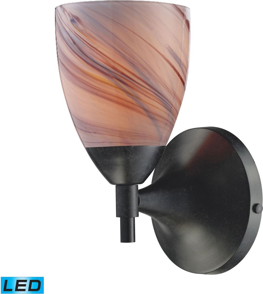 Celina 1 Light Led Sconce In Dark Rust and Creme Glass