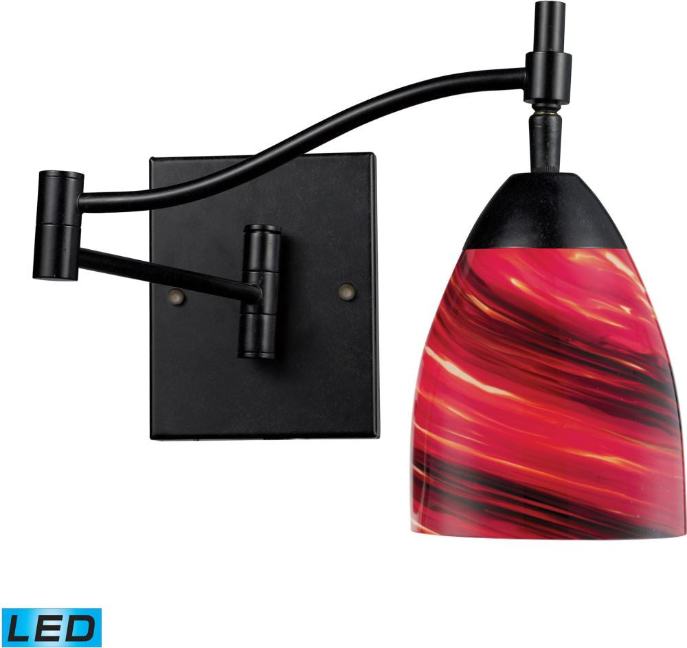 Celina 1 Light Led Swingarm Sconce In Dark Rust and Autumn Glass