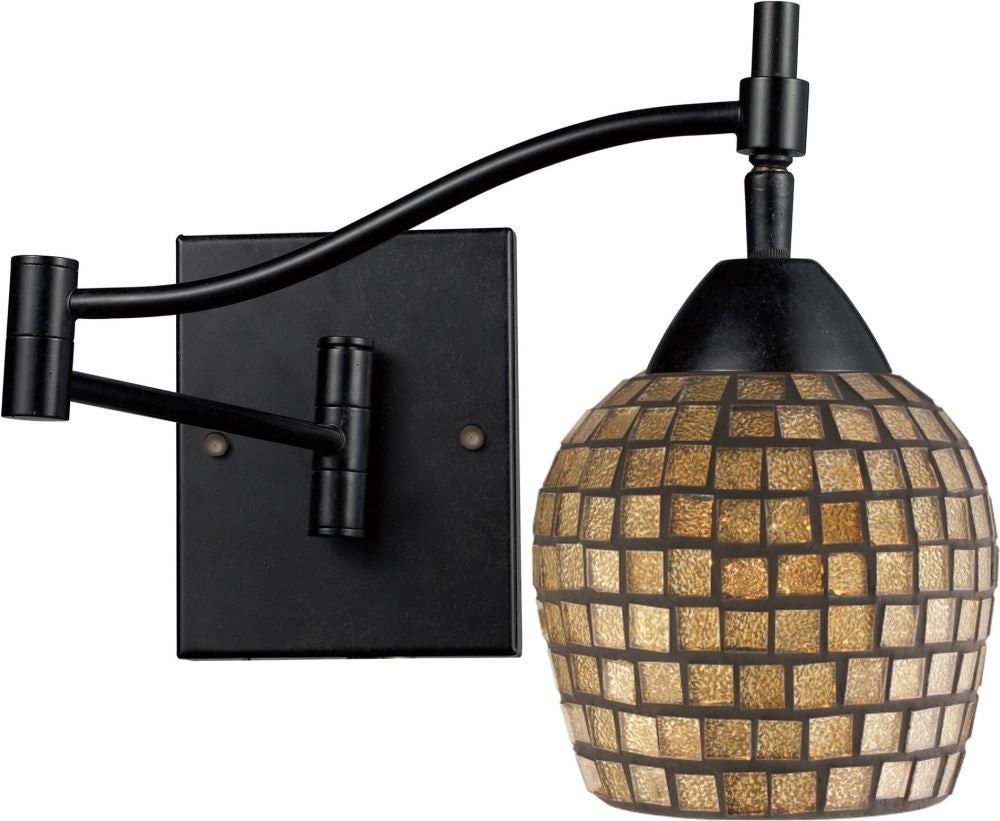 Celina 1 Light Swingarm Sconce In Dark Rust and Gold Leaf