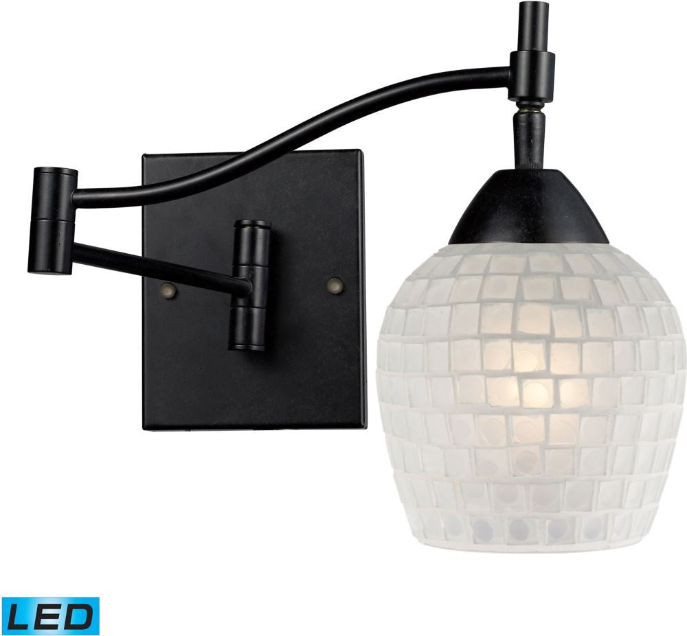 Celina 1 Light Led Swingarm Sconce In Dark Rust and White