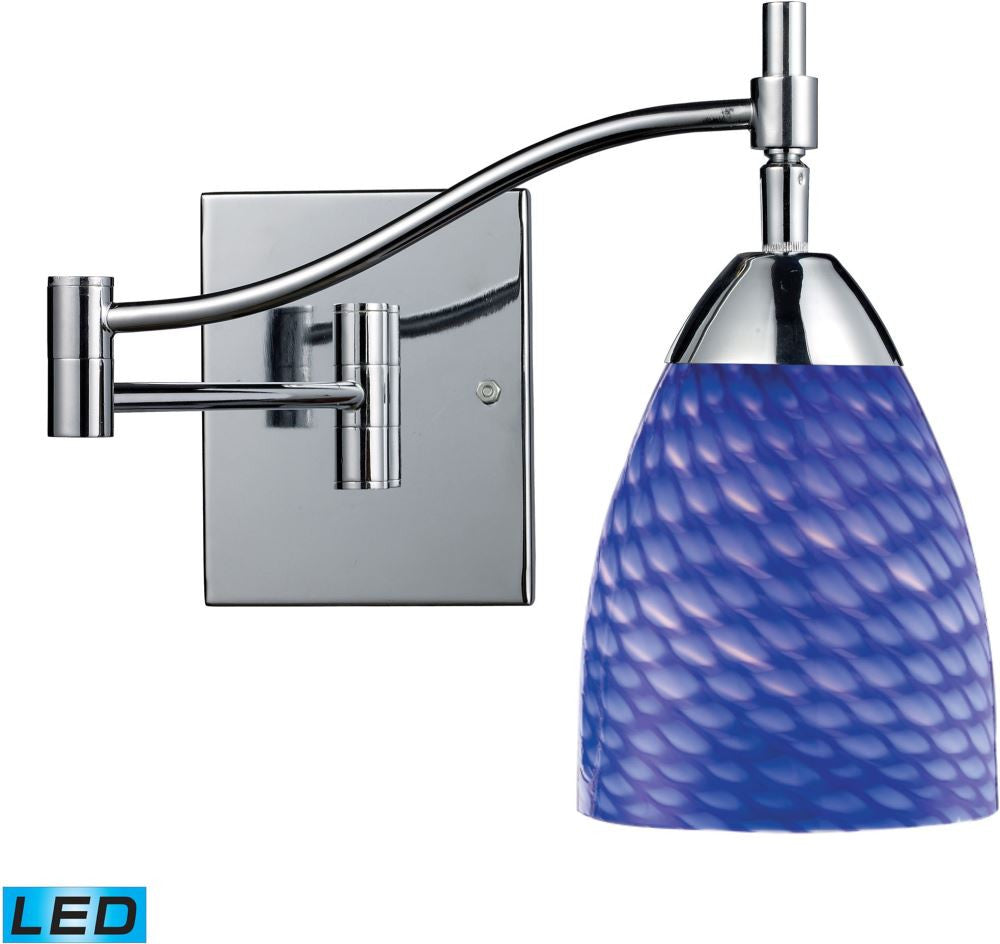 Celina 1 Light Led Swingarm In Polished Chrome and Sapphire Glass