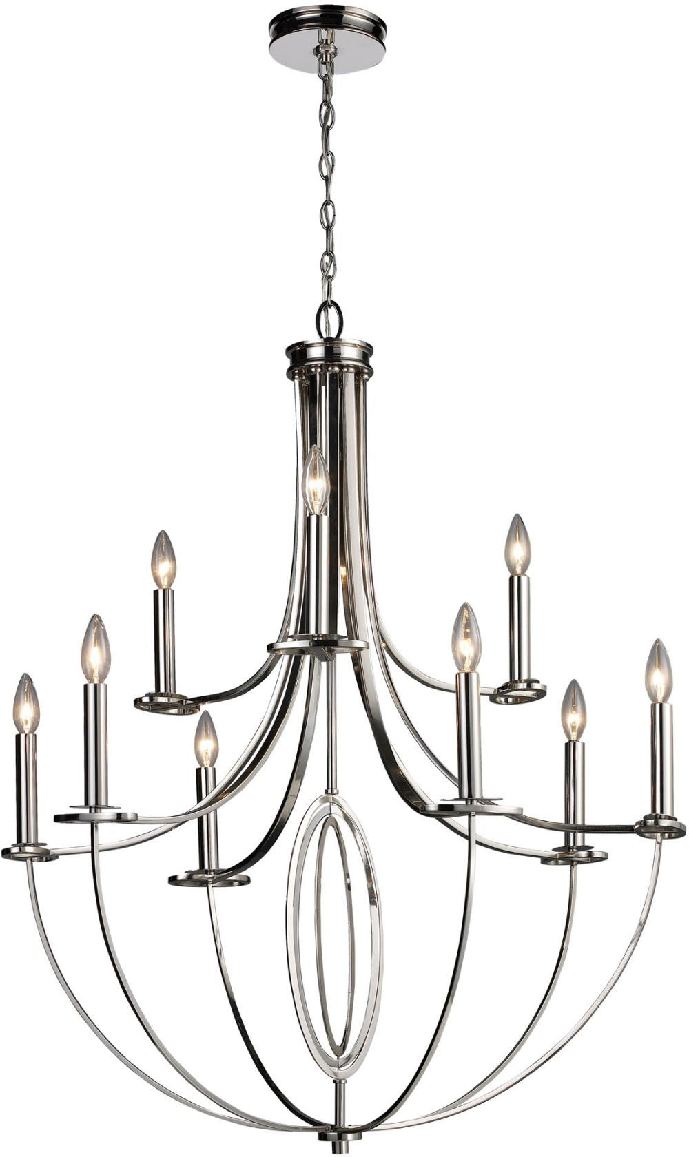 Dione 9 Light Chandelier In Polished Nickel