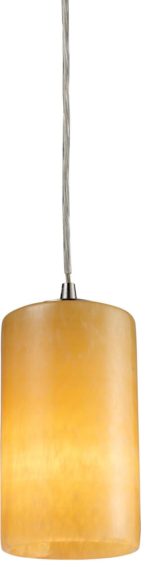 Piedra 1 Light Led Pendant In Satin Nickel and Genuine Stone