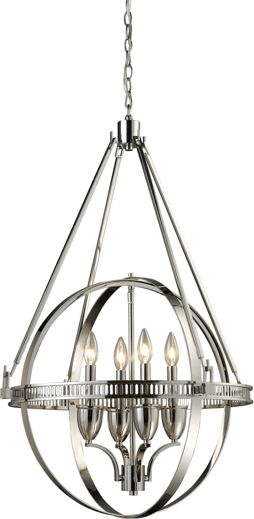 Hemispheres 4 Light Chandelier In Polished Nickel
