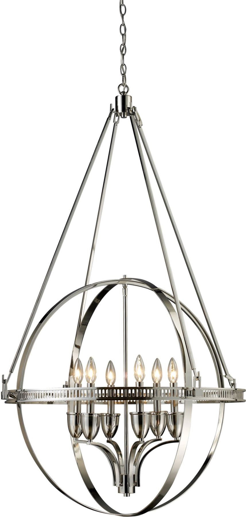 Hemispheres 6 Light Chandelier In Polished Nickel