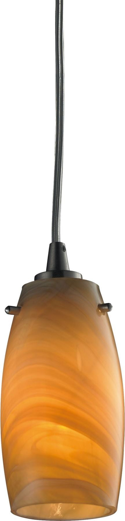 Favelita 1 Light Led Pendant In Satin Nickel and Honey Melon Glass