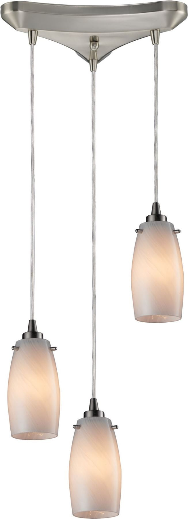 Favelita 3 Light Pendant In Satin Nickel and Cocoa Glass