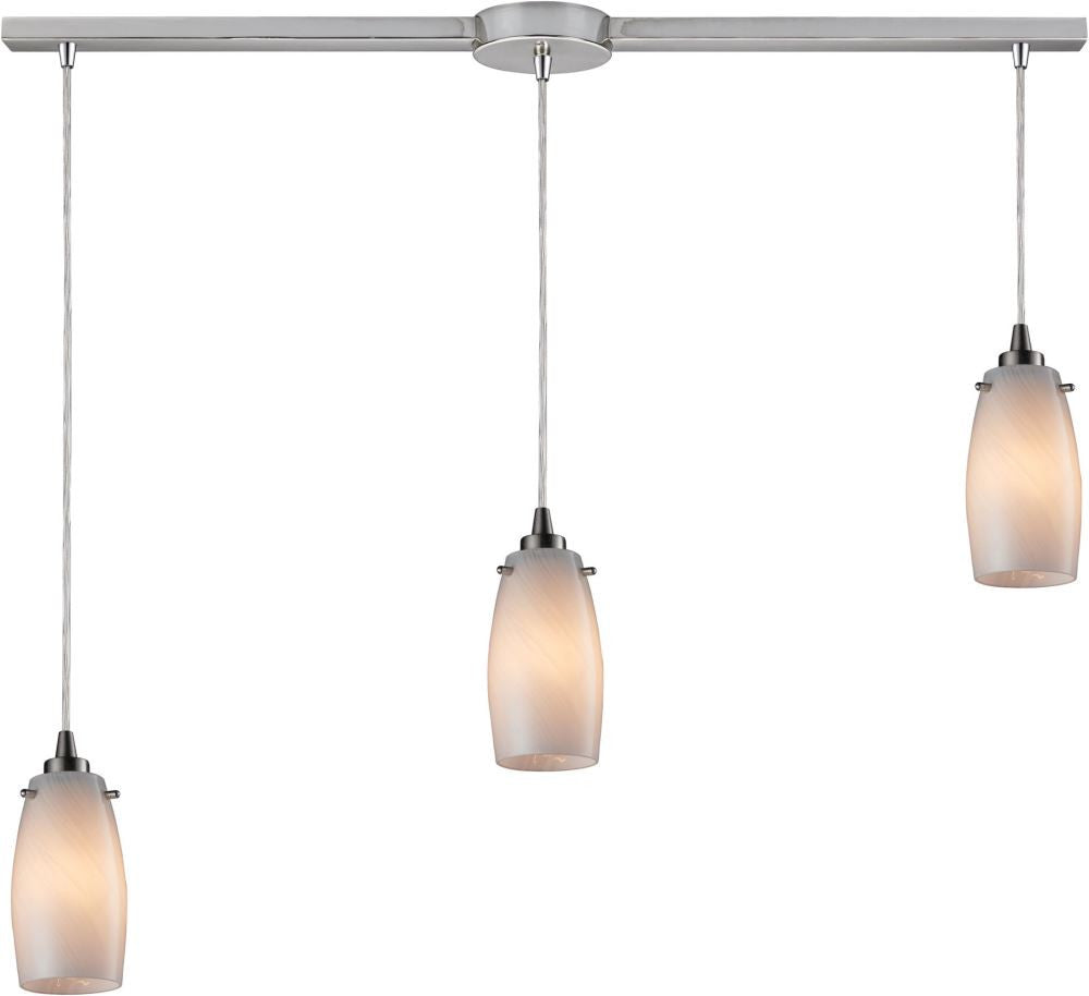 Favelita 3 Light Pendant In Satin Nickel and Cocoa Glass