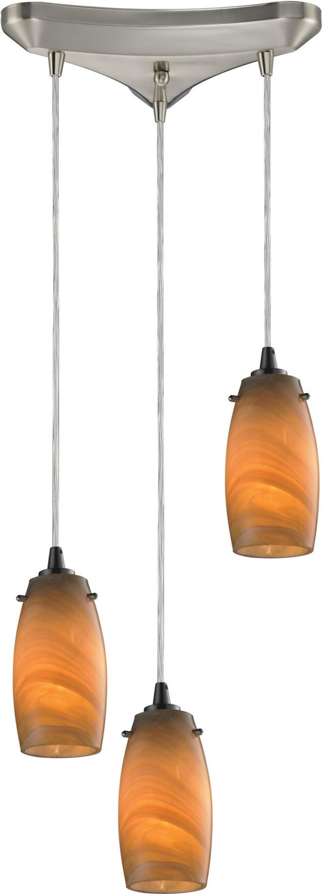Favelita 3 Light Pendant In Satin Nickel and Honey Melon Glass