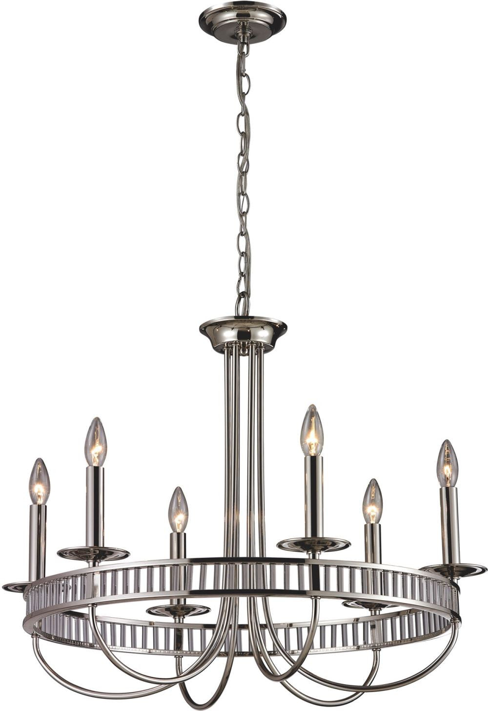 Braxton 6 Light Chandelier In Polished Nickel