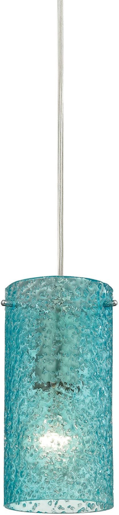 Ice Fragments 1 Light Pendant In Satin Nickel and Aqua Glass