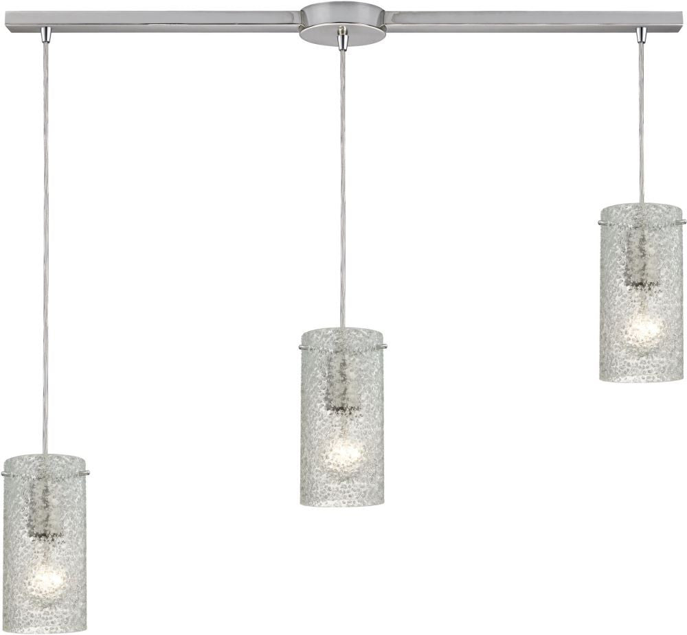 Ice Fragments 3 Light Pendant In Satin Nickel and Clear Glass