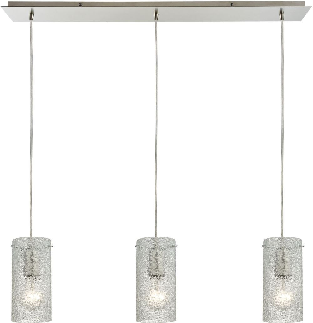 Ice Fragments 3 Light Linear Pendant In Satin Nickel