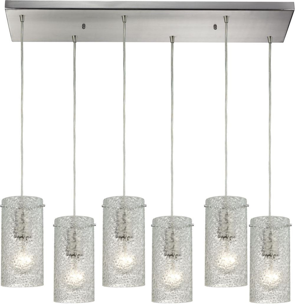 Ice Fragments 6 Light Pendant In Satin Nickel and Clear Glass