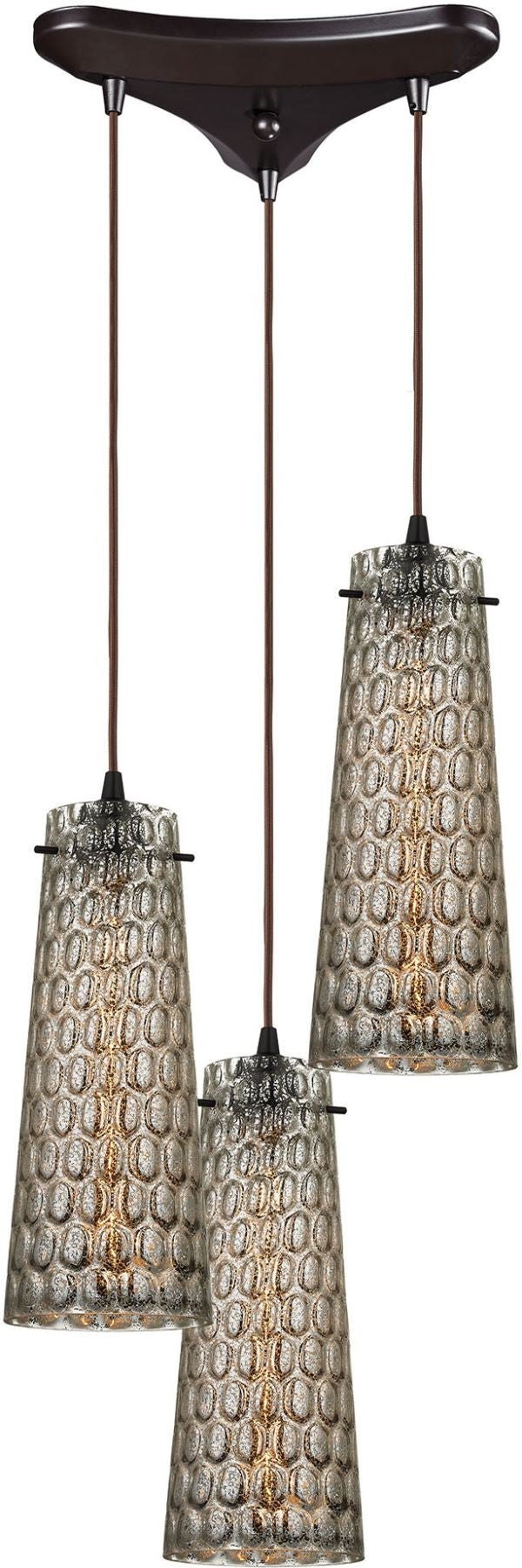 Jerard 3 Light Pendant In Oil Rubbed Bronze and Mercury Glass