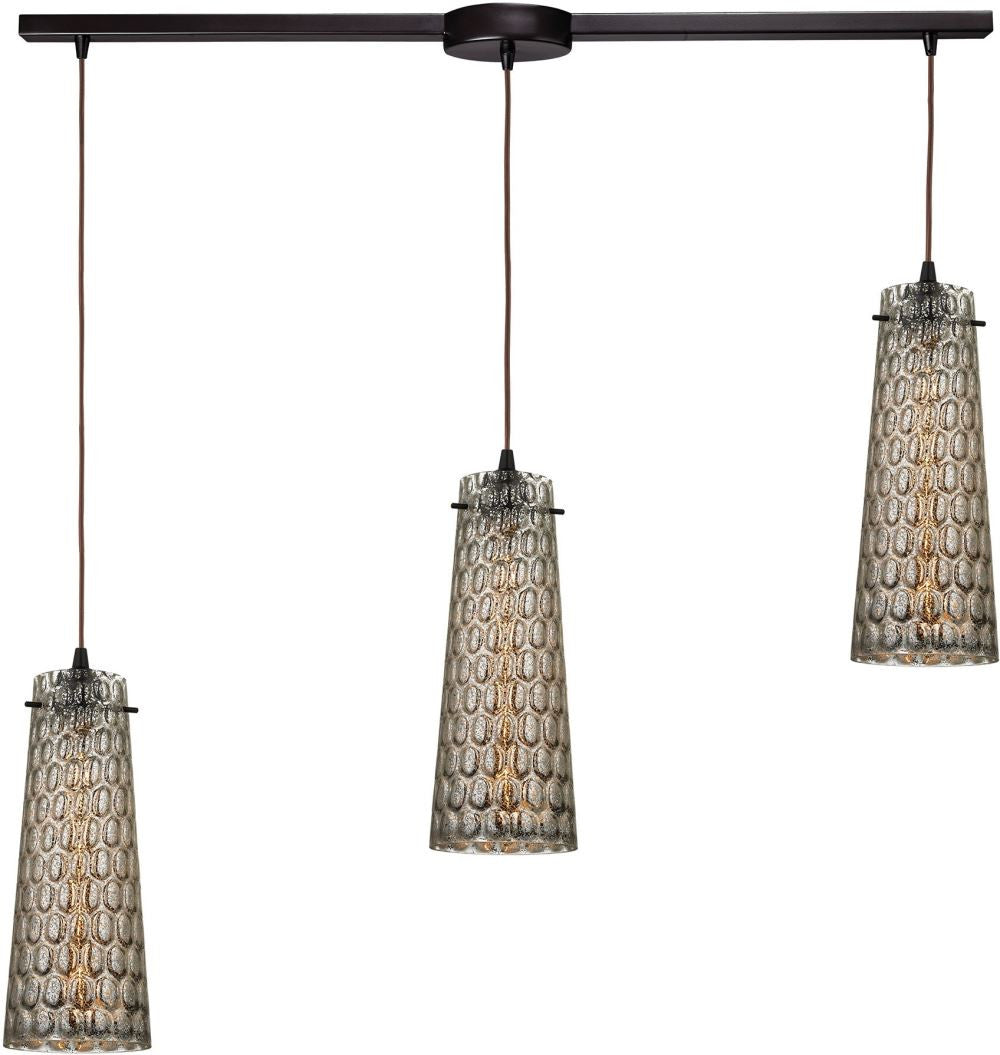 Jerard 3 Light Pendant In Oil Rubbed Bronze and Mercury Glass