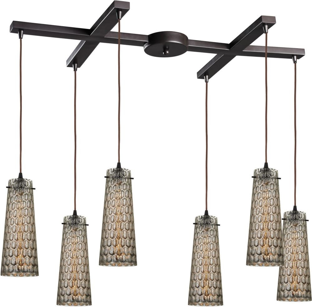 Jerard 6 Light Pendant In Oil Rubbed Bronze and Mercury Glass