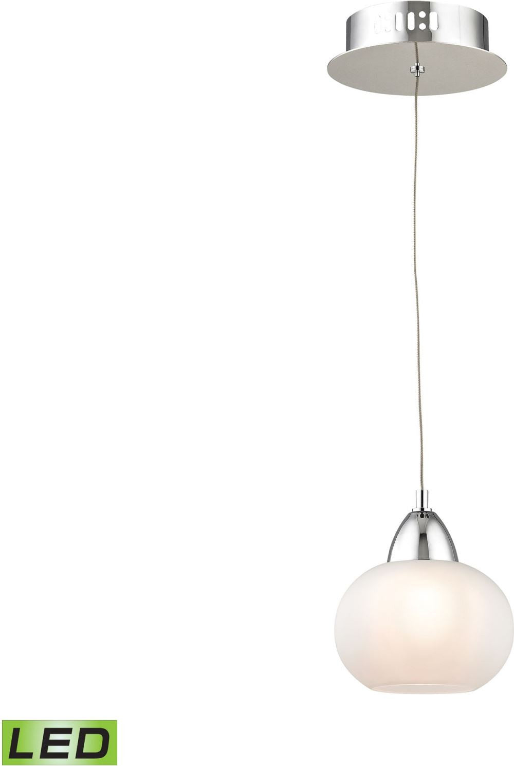 Ciotola 1 Light Led Pendant In Chrome With White Glass