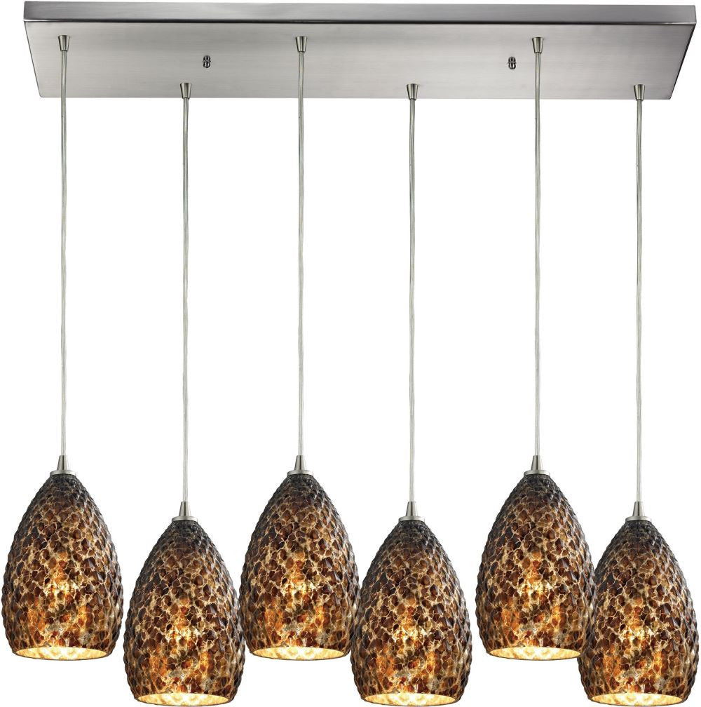 Geval 6 Light Pendant In Satin Nickel