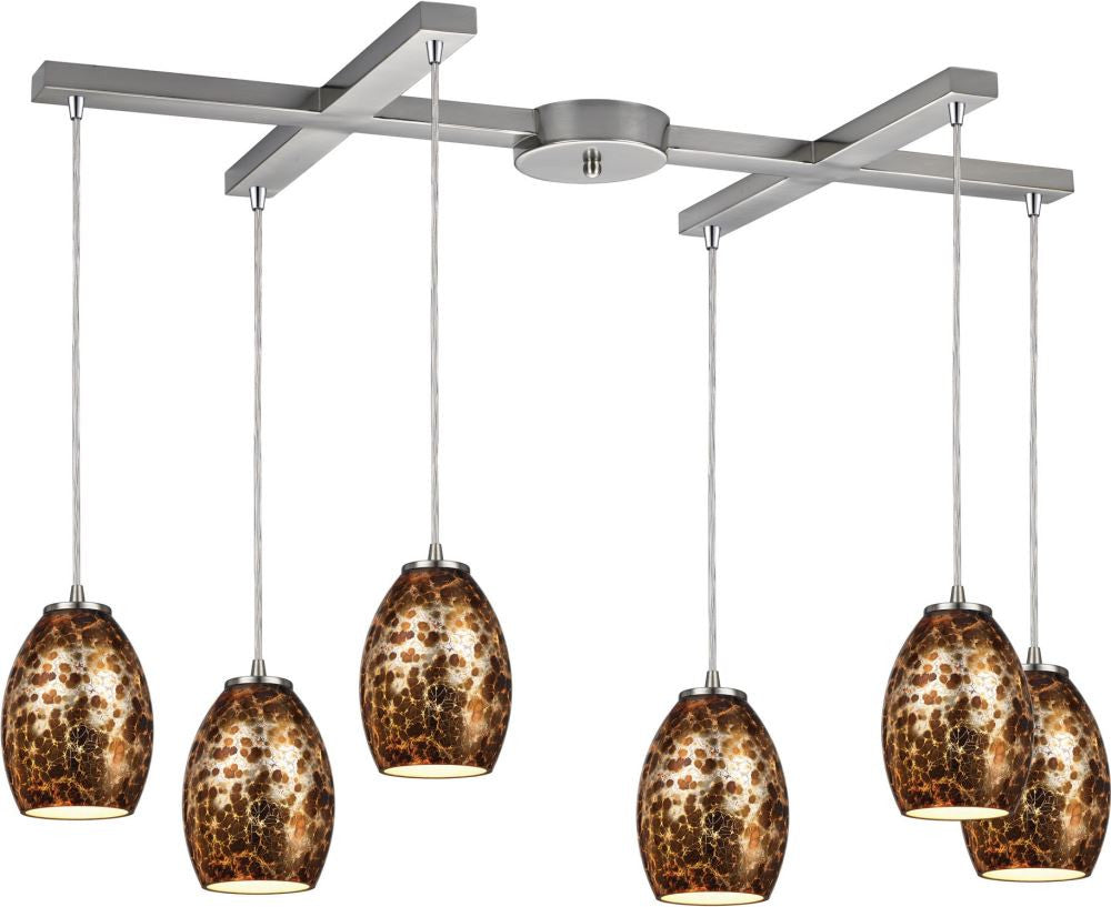 Venture 6 Light Pendant In Satin Nickel
