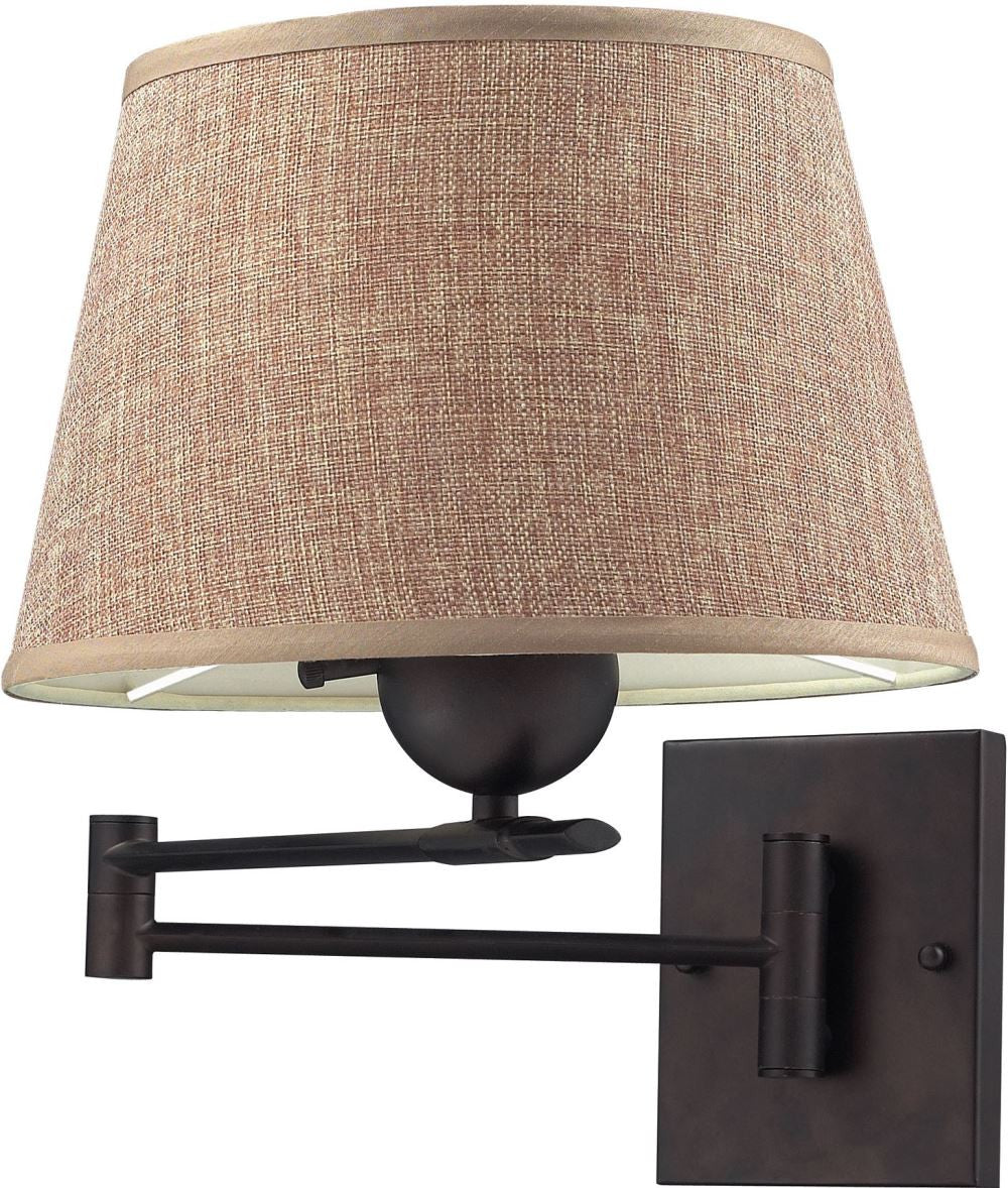 Swingarms 1 Light Swingarm Sconce In Aged Bronze With Tan Shade
