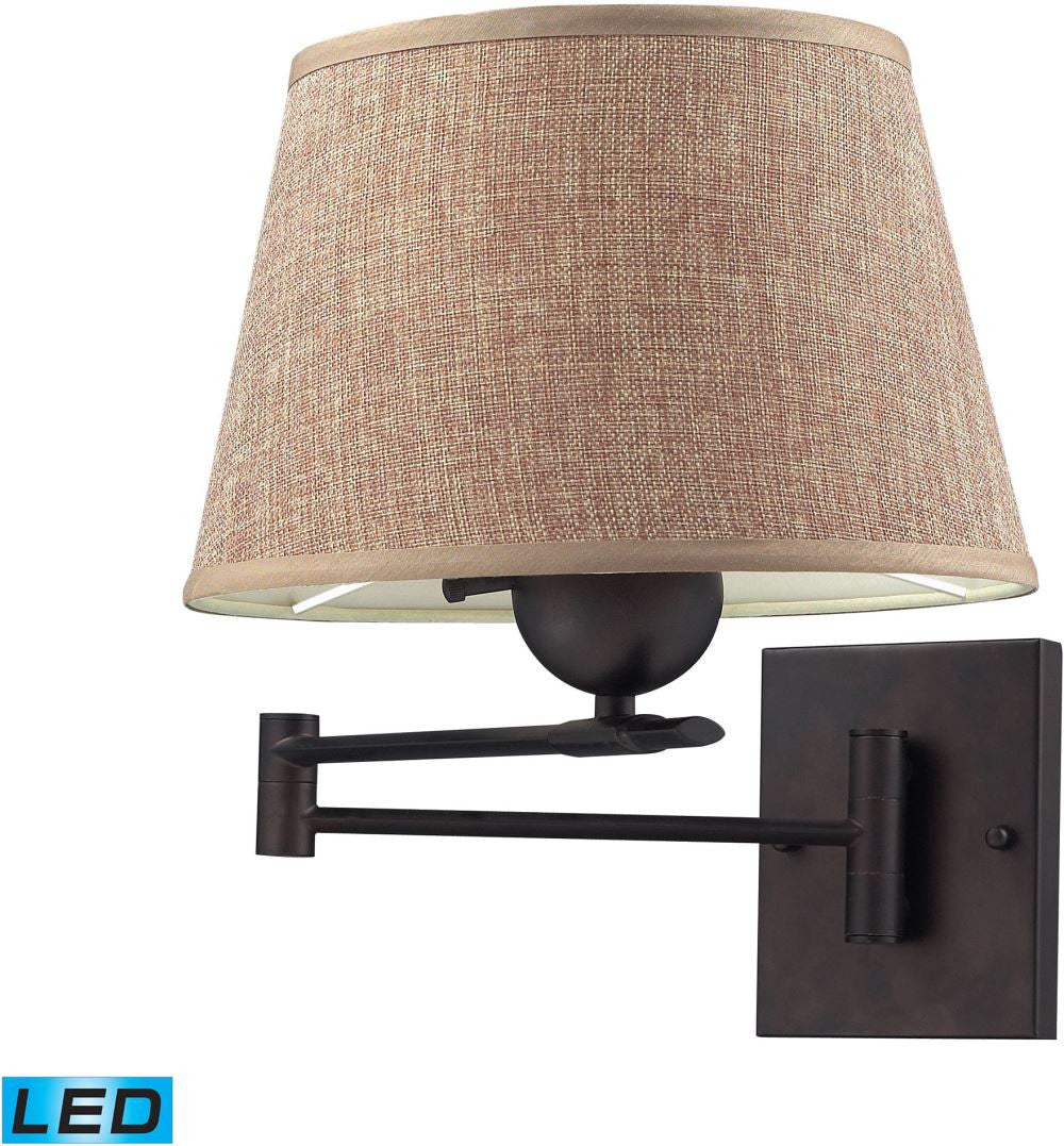 Swingarms 1 Light Led Swingarm Sconce In Aged Bronze With Tan Shade