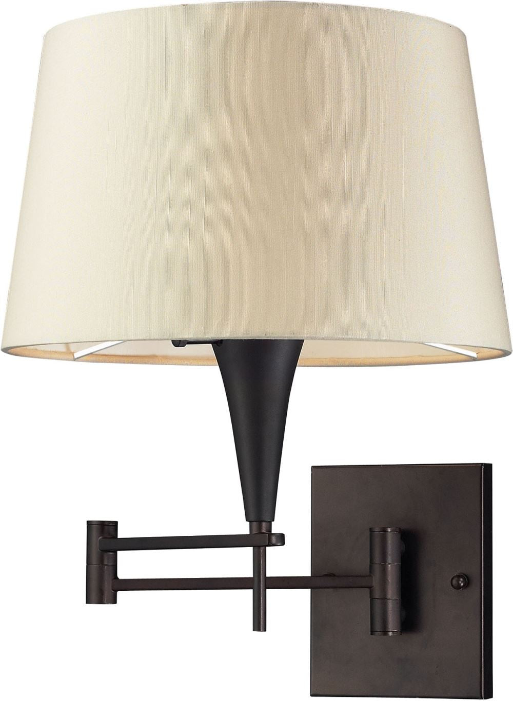 Swingarms 1 Light Swingarm Sconce In Aged Bronze With Beige Shade