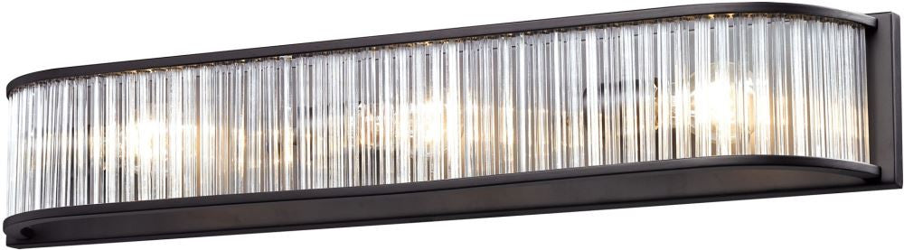 Braxton 3 Light Vanity In Aged Bronze and White Etched Glass