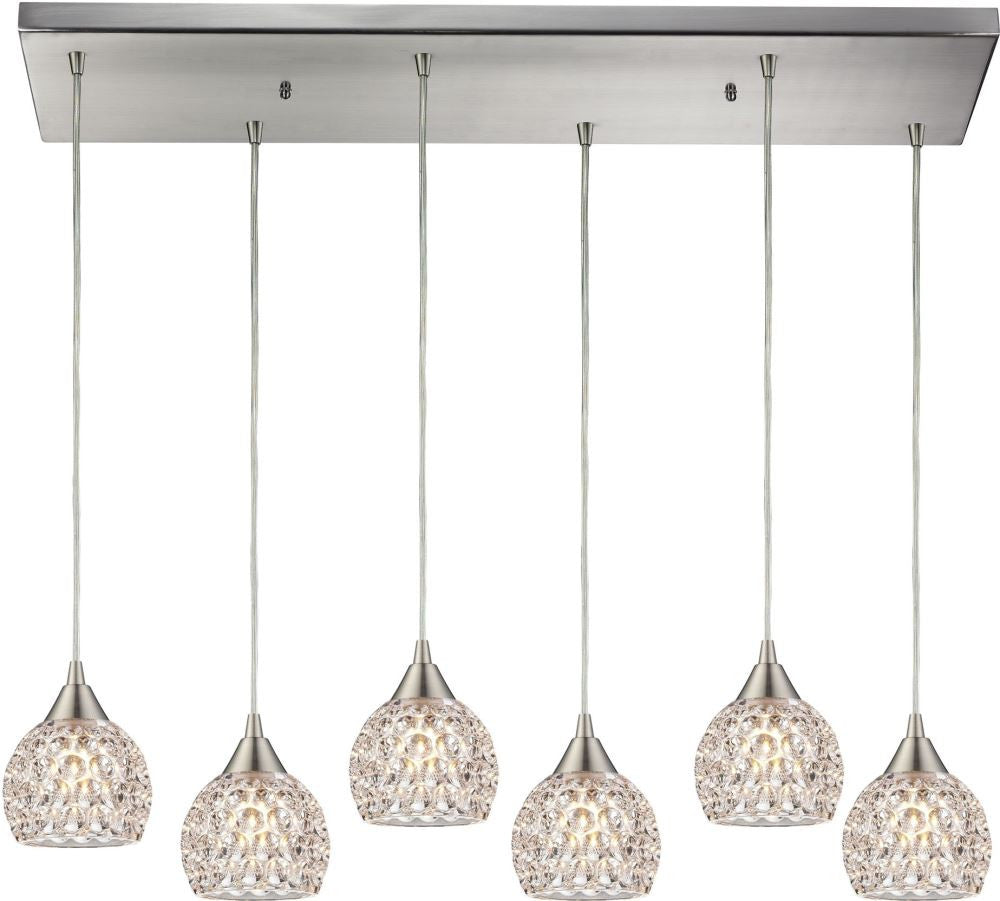 Kersey 6 Light Pendant In Satin Nickel