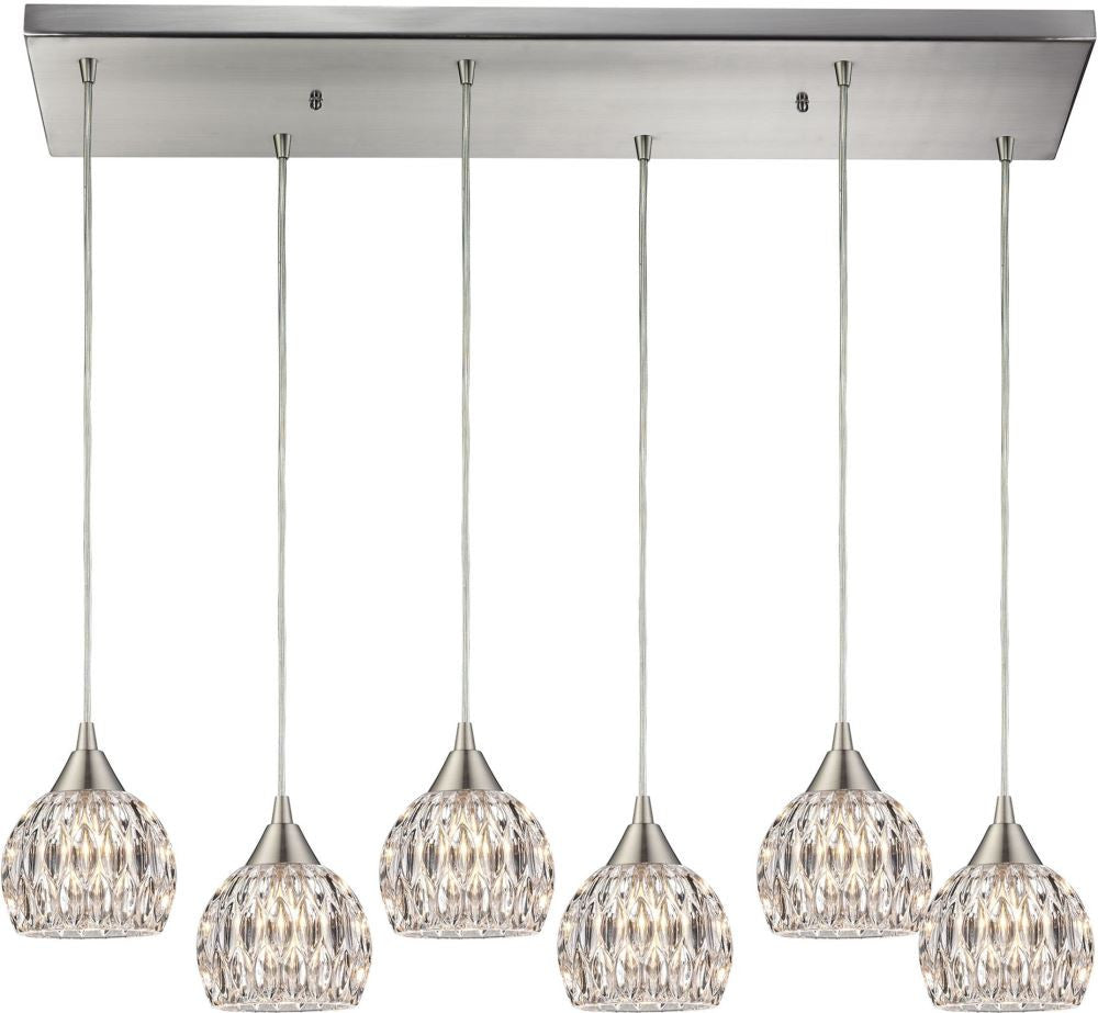Kersey 6 Light Pendant In Satin Nickel