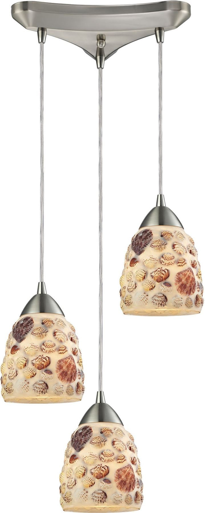 Shells 3 Light Pendant In Satin Nickel