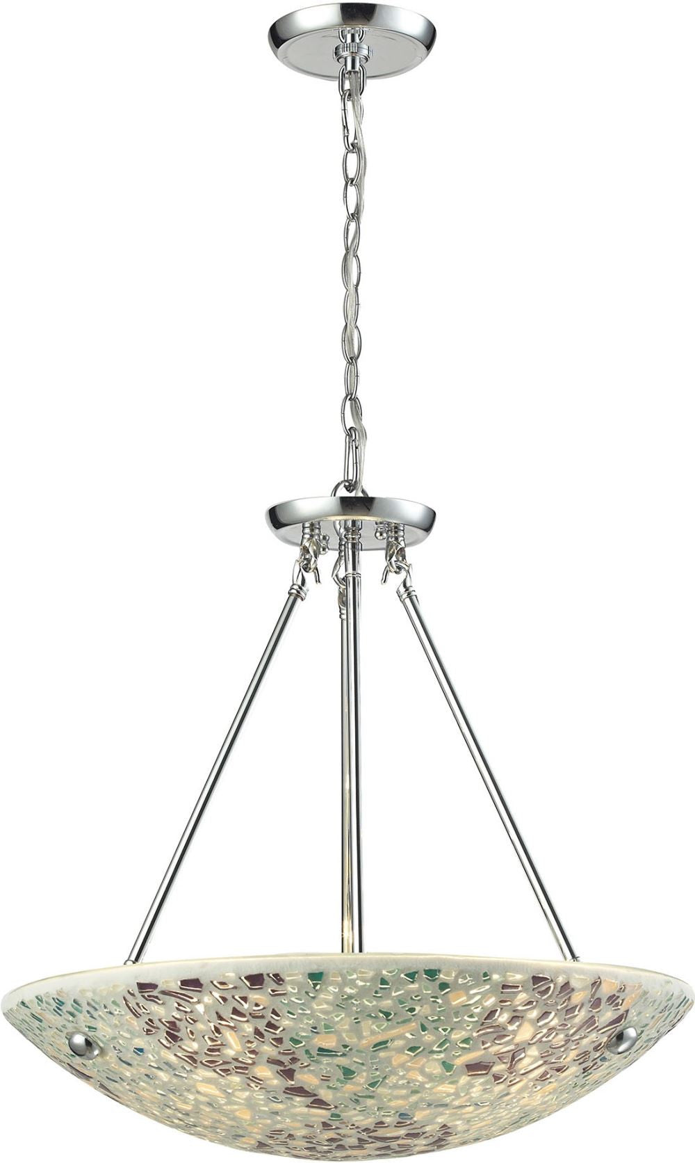 Glass Mosaic 4 Light Pendant In Satin Nickel