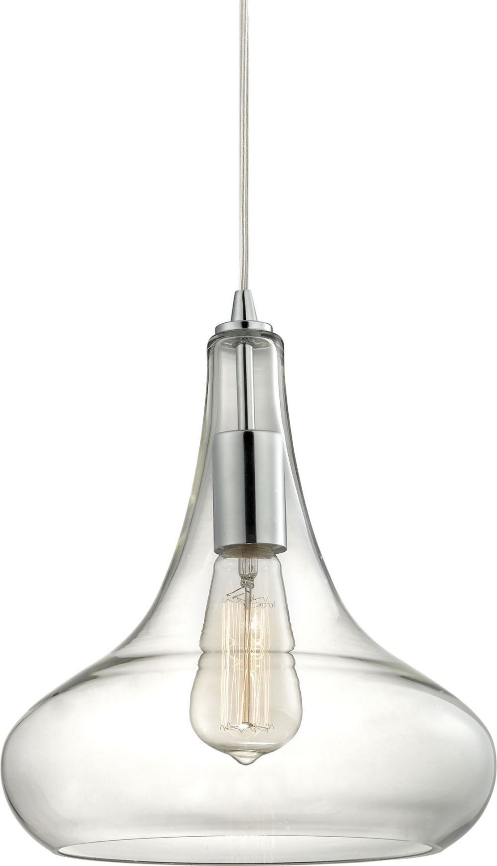 Orbital 1 Light Pendant In Polished Chrome and Clear Glass
