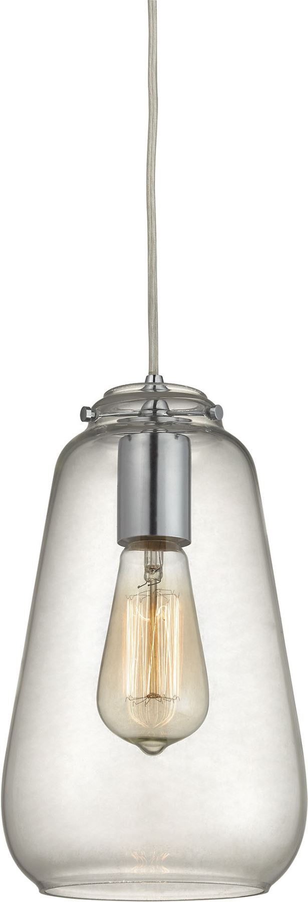 Orbital 1 Light Pendant In Polished Chrome and Clear Glass