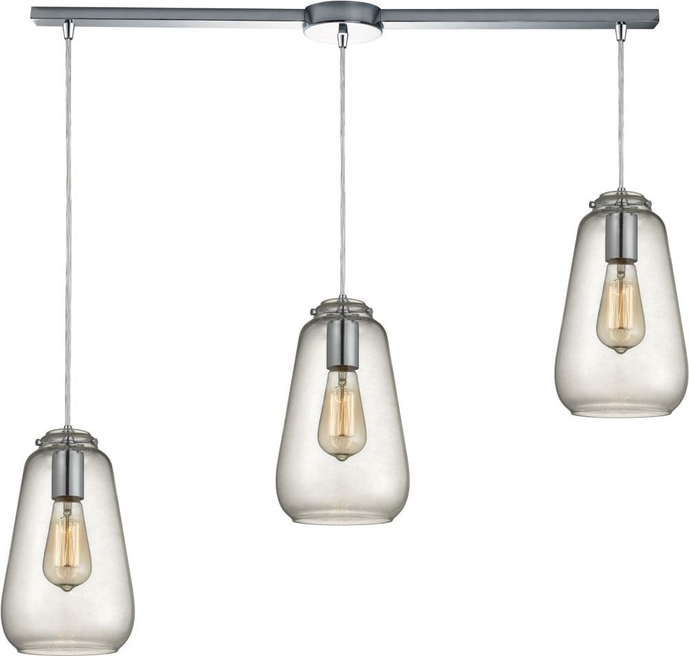 Orbital 3 Light Pendant In Polished Chrome and Clear Glass