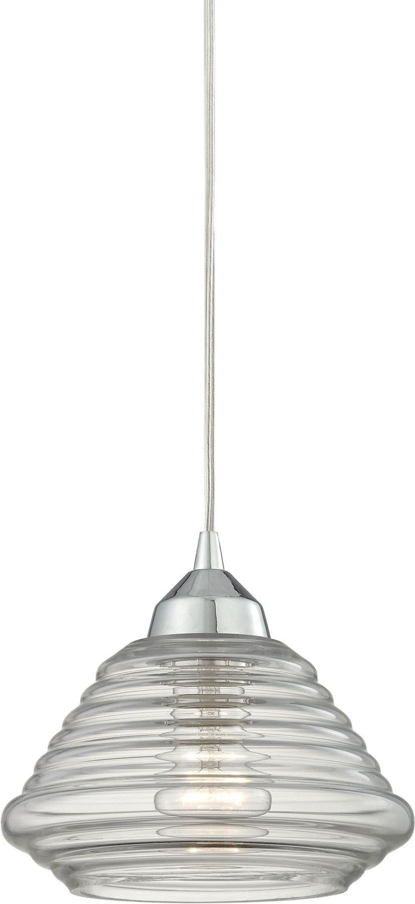 Orbital 1 Light Pendant In Polished Chrome and Clear Glass