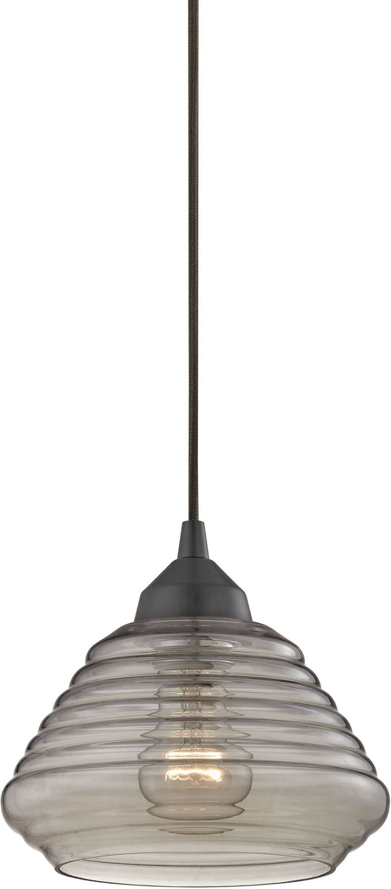 Orbital 1 Light Pendant In Oil Rubbed Bronze and Smoke Glass