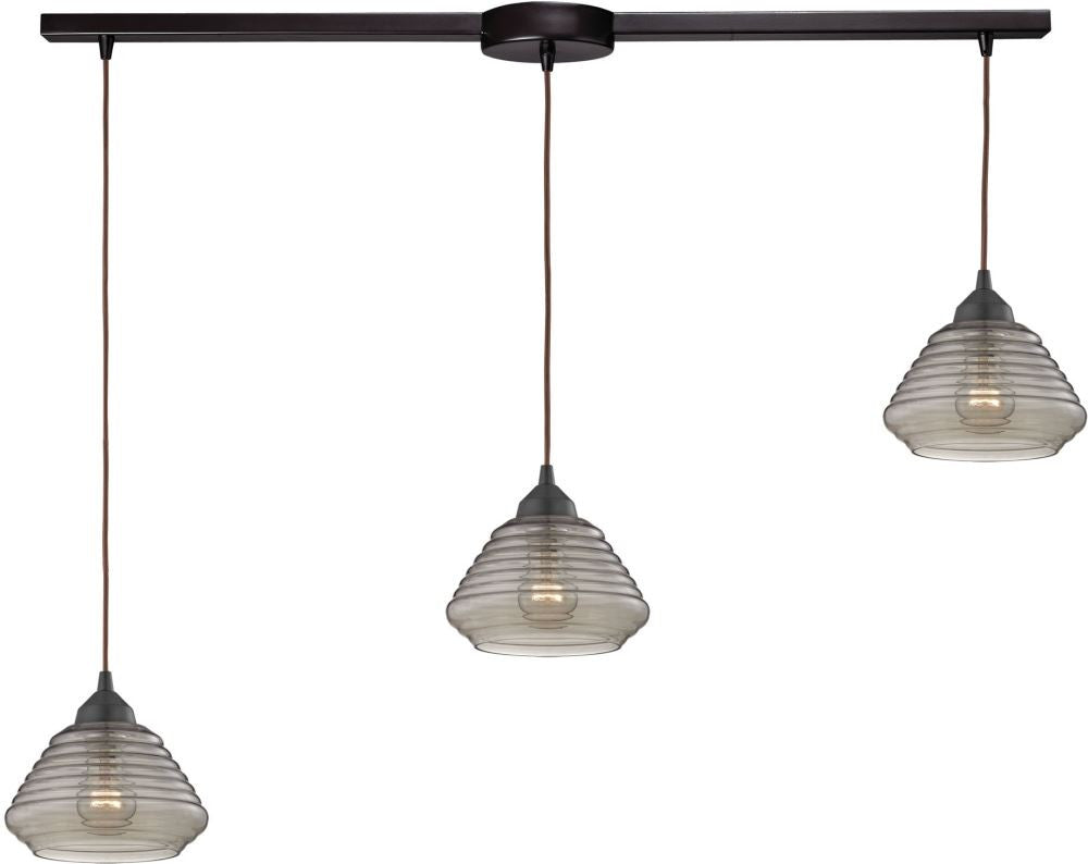 Orbital 3 Light Pendant In Oil Rubbed Bronze and Smoke Glass