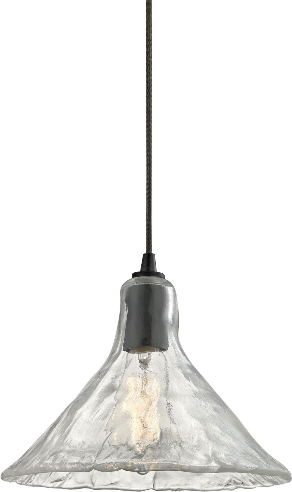 Hand Formed Glass 1 Light Pendant In Oil Rubbed Bronze