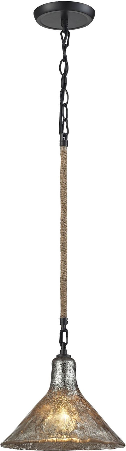 Hand Formed Glass 1 Light Pendant In Oil Rubbed Bronze