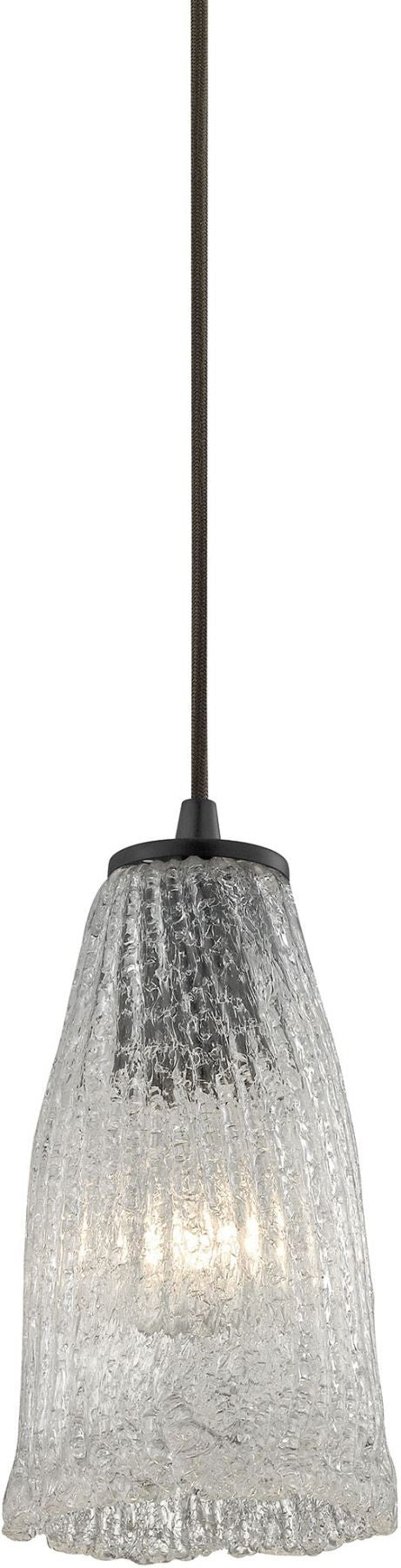 Hand Formed Glass 1 Light Pendant In Oil Rubbed Bronze