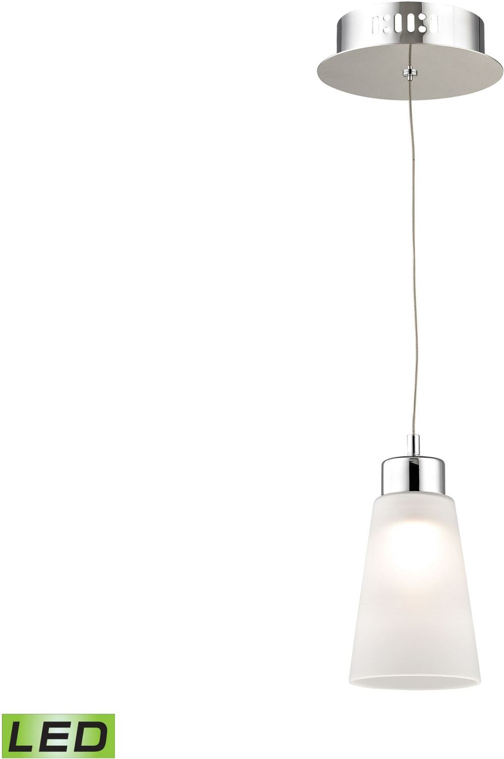 Coppa 1 Light Led Pendant In Chrome With White Glass