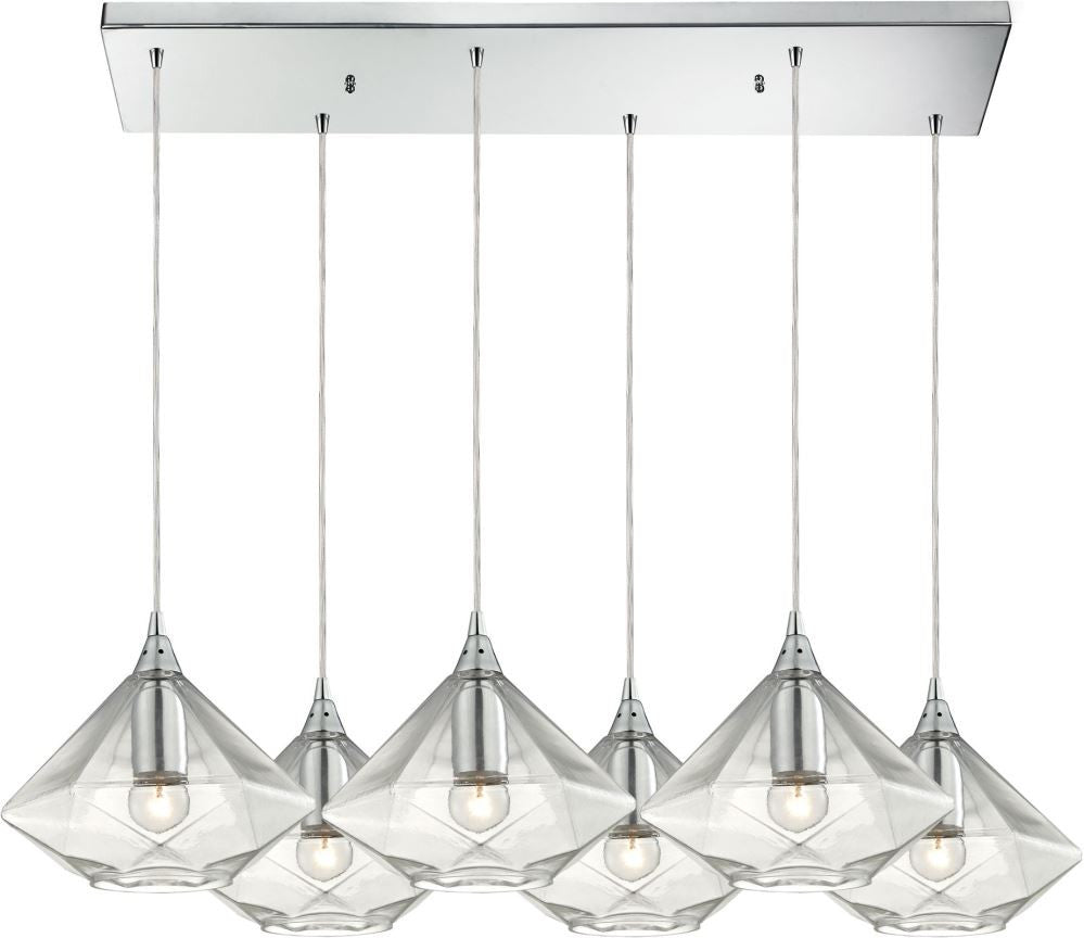 Geometrics 6 Light Pendant In Polished Chrome