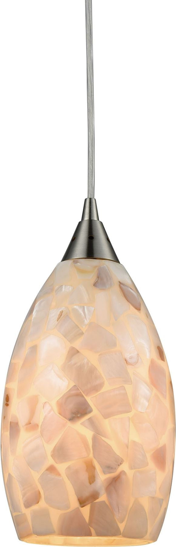 Capri 1 Light Pendant In Satin Nickel and Capiz Shell