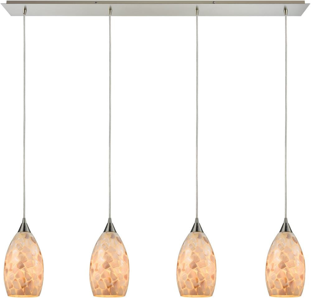 Capri 4 Light Pendant In Satin Nickel and Capiz Shell