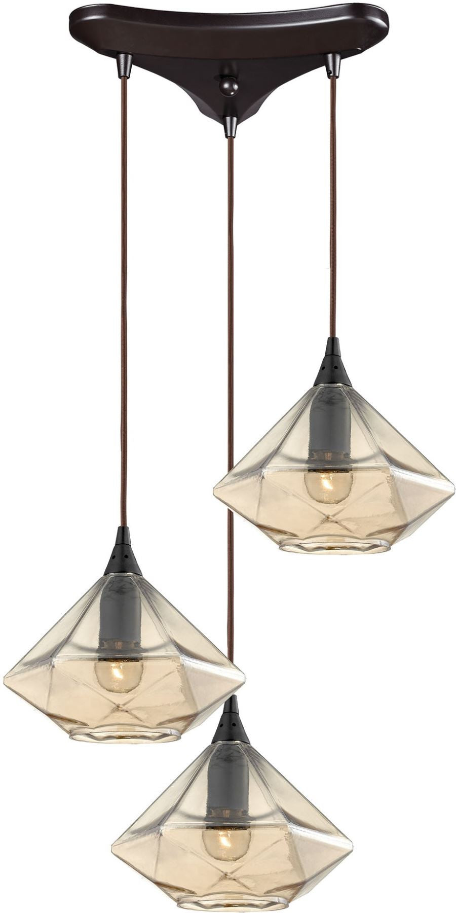 Geometrics 3 Light Pendant In Oil Rubbed Bronze