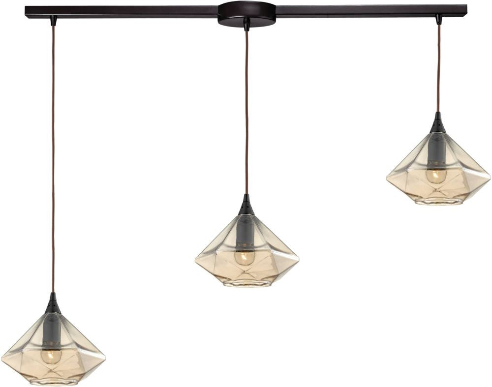 Geometrics 3 Light Pendant In Oil Rubbed Bronze