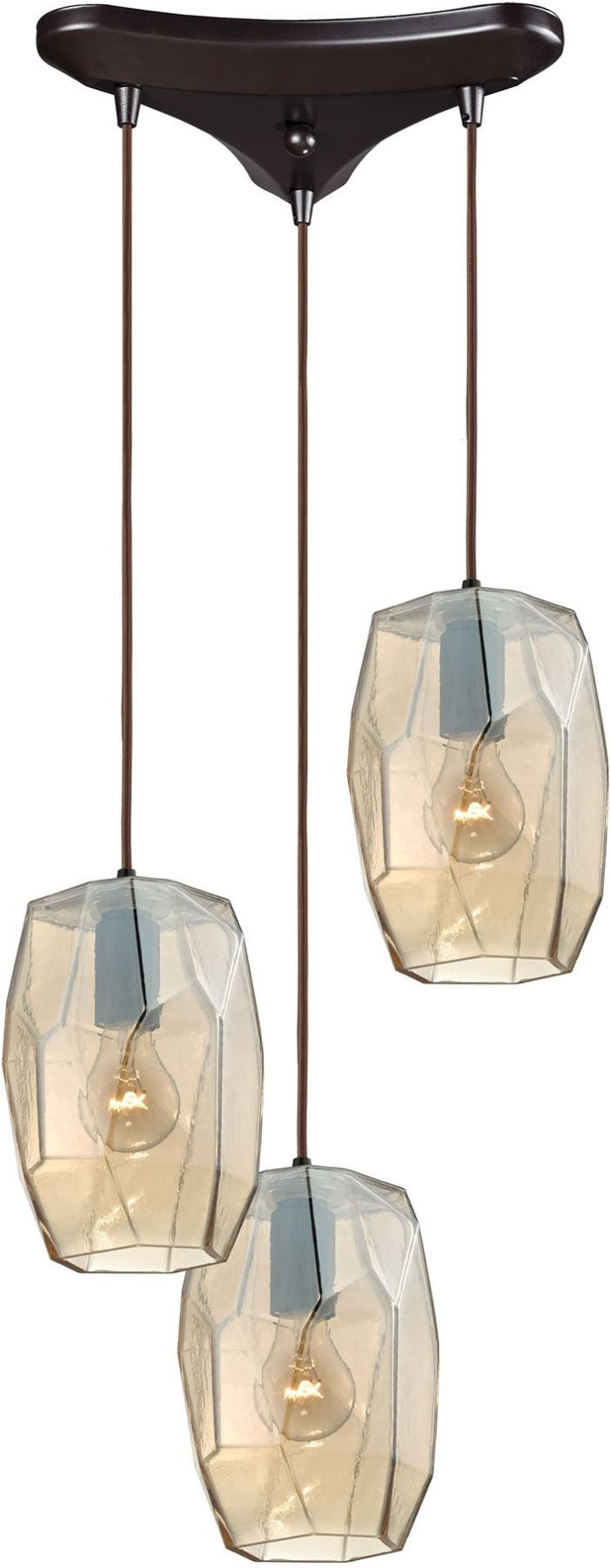 Geometrics 3 Light Pendant In Oil Rubbed Bronze