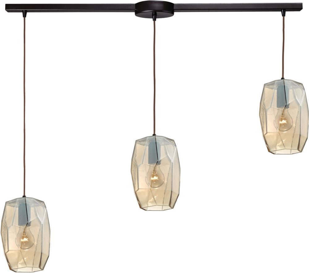 Geometrics 3 Light Pendant In Oil Rubbed Bronze