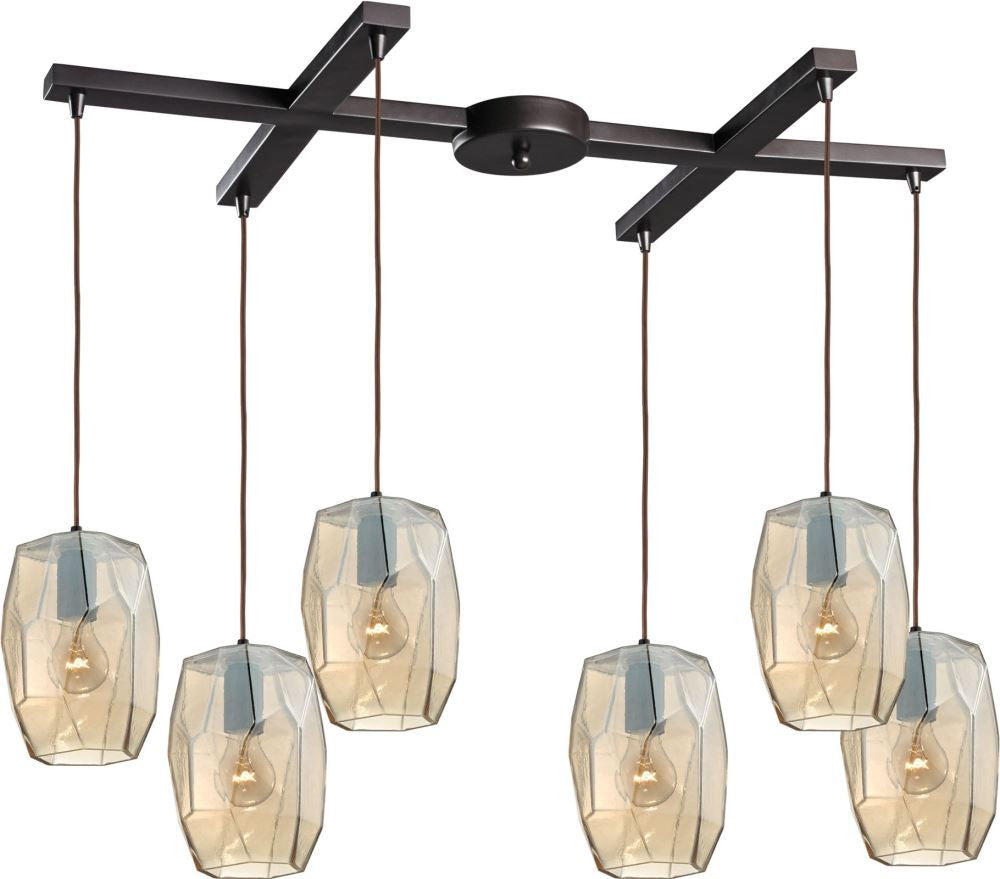 Geometrics 6 Light Pendant In Oil Rubbed Bronze